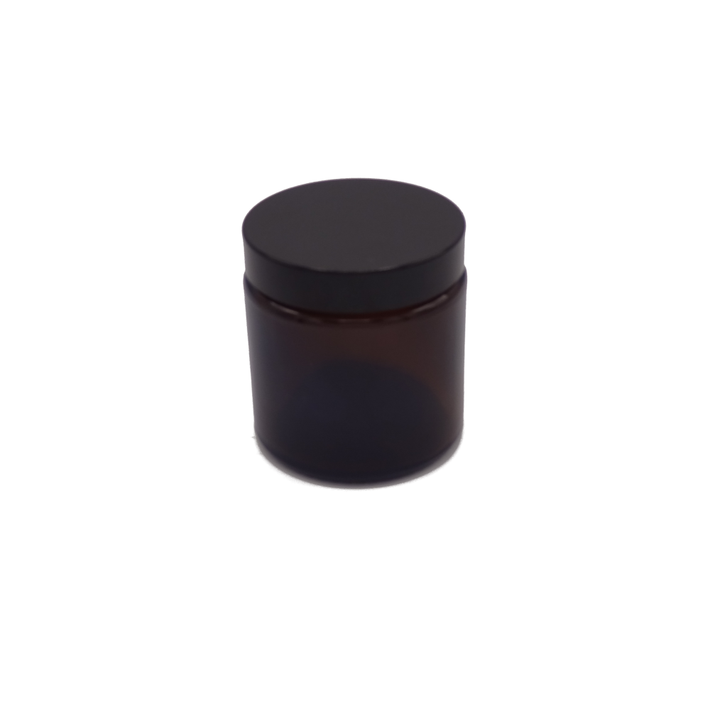 Pommadier verre ambré 120ml B58 + couvercle bakelite noir B58